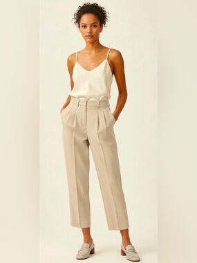THEORY Straconi 100% Virgin Wool Pleated Trousers Tan Size 2